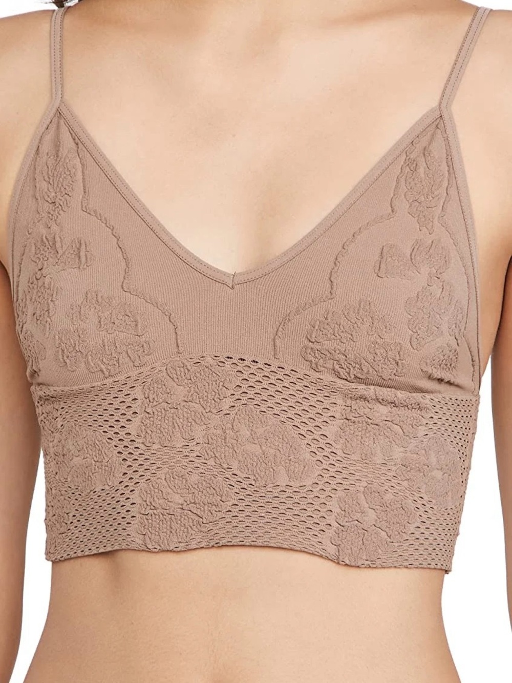 Intimately Free People Candy Seamless Lace-Detail Bralette in Nude Size XS Small
